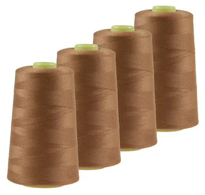 Produktbild von 4 x 4572m Qualitäts Overlock-Garn Overlock-Nähgarn Farbe 701 - 740, Farbe:A711 ockerbraun