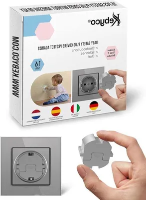 Imagen del producto de Cubiertas protectoras para enchufes tipo F, 16 unidades, color gris, protección contra polvo y salpicaduras