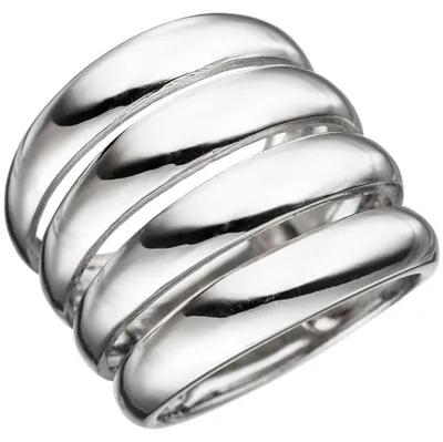 Produktbild von Breiter Ring Damenring mit Wölbungen 21mm breit 925 Silber rhodiniert Damen Innenumfang 54mm Ø17.2mm