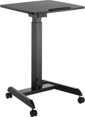 Produktbild von Höhenverstellbarer Laptoptisch mit Rollen Sitz-steh-Schreibtisch - Höhenverstellbar bis 113 cm / Neigbar bis 30 Grad - Schwarz
