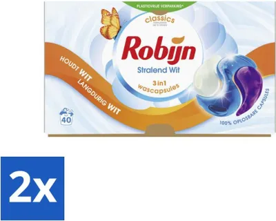 Produktbild von Robijn 3-in-1 Waschkapseln Radiant White 40 Stück - Vorteilspack - 2 Stücke