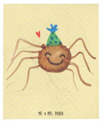 Produktbild von Mr. & Mrs. Panda Bettdecke Spinne Agathe Party - Gelb Pastell - Geschenk, Tagesdecke, Glück, Plaid, Selbstliebe, Motivation, Kuscheldecke, Bettüberwurf, Winterdecke