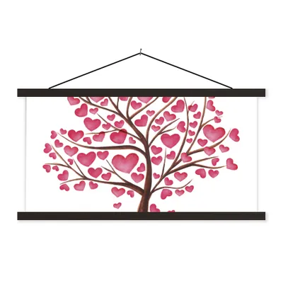 Produktbild von MuchoWow® Textilposter Eine Illustration eines Baumes mit Herzen 120x60 cm mit schwarzem Rahmen - Dekoration Schlafzimmer