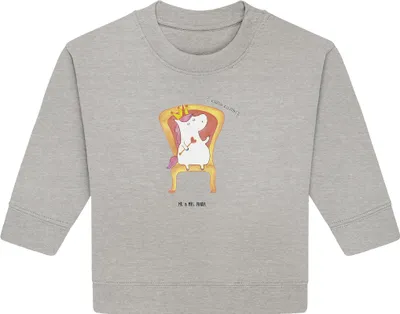 Produktbild von Mr. & Mrs. Panda Organic Baby Pullover Einhorn König 12. - 18. Monat - Heather Grey - Geschenk, Krone, Unicorn, Bullover, Bundeskanzler, Kaiser, Präsident