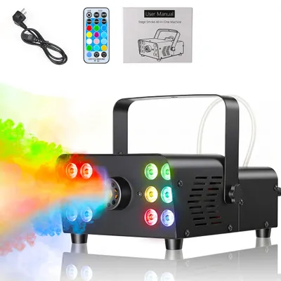 Produktbild von LED DJ Discolicht Partylicht, Discolicht Nebelmaschine Mini mit RGB Effekt RGB, Nebel Maschine mit Fernbedienung UND LED Licht für Halloween DJ Party