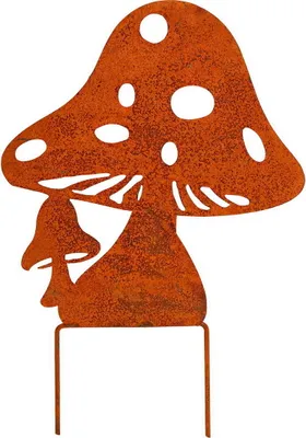Produktbild von Gartenstecker Pilz Metall Rost Pilze Paar Garten Deko Stab Skulptur Objekt Figur