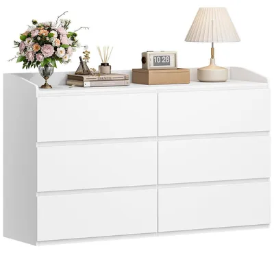 Immagine prodotto di Comodino da 138 cm con 6 cassetti, colore bianco, dimensioni 40 x 138 x 84 cm