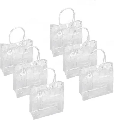 Immagine prodotto di Sacchetti regalo trasparenti in PVC con manici - Sacchetti regalo personalizzabili - Per feste di compleanno
