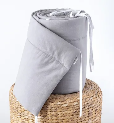 Produktbild von 100% GRAU Baumwolle 420 x 30 cm BETTUMRANDUNG Babybett Austattung Babyausstattung Nestchen Bettschlange. Handgenähnt von LOOLAY®
