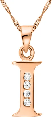 Produktbild von Halskette Anhänger Buchstabe A-Z Alphabet Letter Halskette Damen Herren  I-rosègold