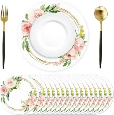 Produktbild von Famanu Runde Papiertischsets - Set von 50 - 35 x 35 cm - Rosa - Wegwerf - Tischdekoration
