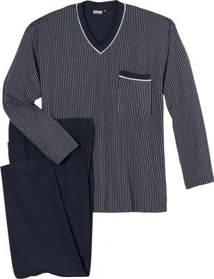 Produktbild von Adamo Pyjama dunkelblau-weiß gestreift Übergröße