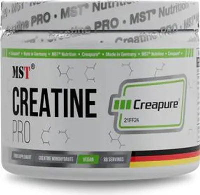 A product shot of a tub of creatine supplement.