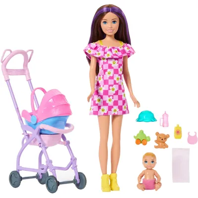 Produktbild von Barbie Skipper Babysitters Inc. Spielset mit Skipper-Puppe, Baby-Puppe, Kinderwagen und 7 Zubehörteilen, Modepuppe, Weiblich, 3 Jahr(e), Junge/Mädchen, 226 mm, Mehrfarbig
