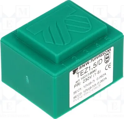 Produktbild von 1x Transformator: überzogen 1,5VA 12V 230VAC 12V 62,5mA 62,5mA TEZ1.5/D230/12-12V