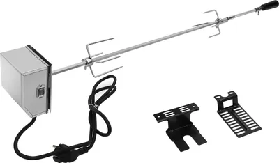 Zdjęcie produktu dla Zestaw rożna do grilla Jopassy 107 cm z 2x igłami do mięsa i silnikiem ze stali nierdzewnej, 220V - 240V, rożen obrotowy