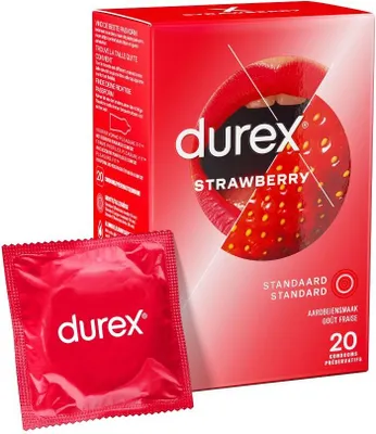 Zdjęcie produktu dla Durex - Prezerwatywy o smaku truskawkowym - 20 sztuk