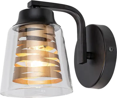 Zdjęcie produktu dla Kinkiet Zenaida czarny matowy-przezroczysty 1xE27x60W metal wym:20x14x20cm IP20 Rabalux