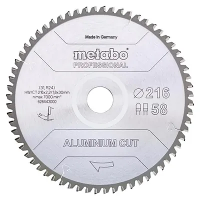 Zdjęcie produktu dla Metabo AluminiumCutProf 216x30 5 8FZ/TZ 5neg