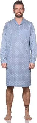 Immagine prodotto di Camicia da notte da uomo a maniche lunghe con colletto; grigio chiaro/M