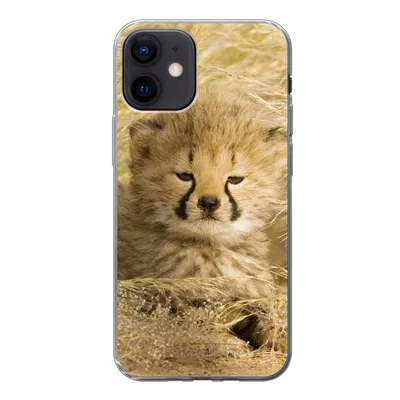 Produktbild von MuchoWow® Handyhülle Schutzhülle Hülle für iPhone 12 Gepard - Jung - Gras Silikon Softcase Handy Hülle - Schutzhülle