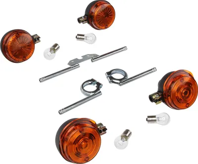 Zdjęcie produktu dla Zestaw: 4 kierunkowskazy kompletne, lampy + 12V i kierunkowskazy ocynkowane - dla Simson S50, S51, S70