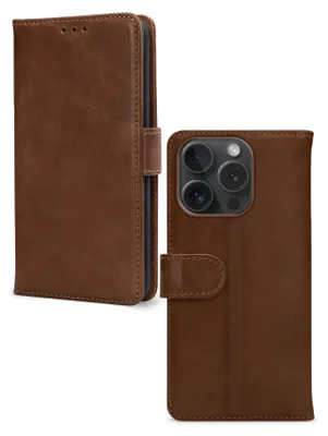 Produktbild von Mobilize Wallet iPhone 15 Pro Hülle Echtes Leder Klapphülle Geldbörse - Braun