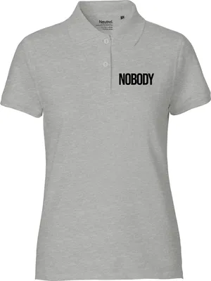 Produktbild von Huuraa Damen Polo Shirt Nobody Schriftzug S Sport Grey Bio Baumwolle Fairtrade Poloshirt Geschenkidee