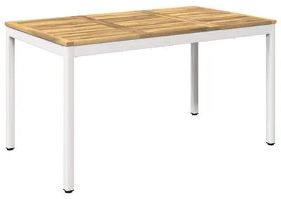 Zdjęcie produktu dla Stół ogrodowy vidaXL, biały, 141 x 80,5 x 75 cm, wykonany z litego drewna akacji