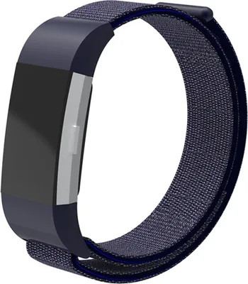 Produktbild von Armband für Fitbit Charge 2 Ersatzarmband Nylon Klettverschluss Sportarmband atmungsaktiv wasserfest dunkelblau