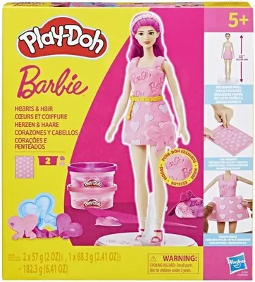 Produktbild von Play-Doh Barbie Coeurs et Coiffure, Modellierset, Kreativ Spielzeug, 3+ Jahre, Mit Zubehör