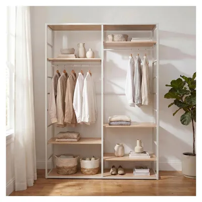 Produktbild von Kleiderständer Holz Metall weiß 120x180cm Regale SCALA