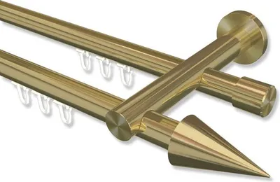Produktbild von Interdeco Innenlaufstange, Gardinenstange mit Innenlauf Messing-Optik Modell Platon Savio, 20 mm Ø 2-läufig, 480 cm (geteilt)