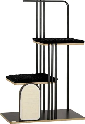Immagine prodotto di Fortuna Lai Tiragraffi 128 cm Tiragraffi di alta qualità con cuscino, tavola per graffiare, 2 piattaforme, mobile per gatti in robusto acciaio nero