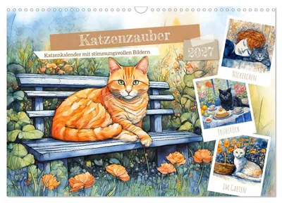 Produktbild von Katzenzauber - Katzenkalender mit stimmungsvollen Bildern (Wandkalender 2027 DIN A3 quer), CALVENDO Monatskalender