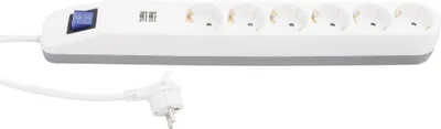 Produktbild von REV Steckdosenleiste 6-fach weiß-grau, USB 2-fach, 1,4m