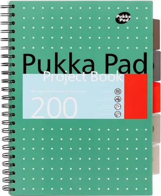 Zdjęcie produktu dla Pukka Pad – notes projektowy Metallic A4, 5 zakładek, 200 stron, 80 g, zielony