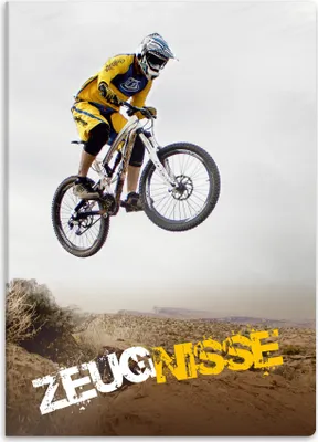 Produktbild von DIN A4 Map mit Downhill Mountainbike-Motiv, 20 stabile Fächer, für Zertifikate, Mädchen, Jungen, Schüler