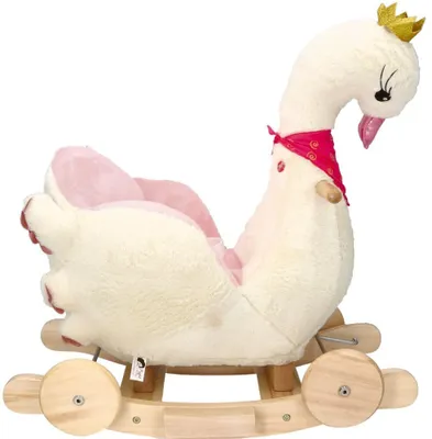 Produktbild von Schaukeltier, Spielzeug mit Haltegriffen und Sicherheitsgurten - Holzpferd für Ihr Baby ab 10 Monaten - Schwanenkönigin mit Sitz und Rädern - 65x35x62 cm