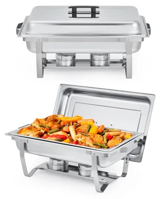 Edelstahl-Buffetschale, rechteckig, isoliert, 2 Stück
