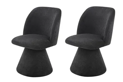 Produktbild von Hela Tische, 2er SET Esszimmerstuhl Sessel Bari - Bezug Webstoff Anthrazit (), Rücken gebogen - 360° drehbar - gepolsterter KEGELFUSS (Metall)