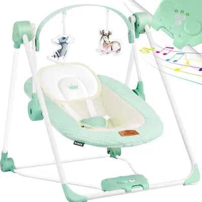 Produktbild von KIDIZ® Babywippe Babyschaukel mit 5 Geschwindigkeitseinstellungen zusammenklappbarer Baby Wippe Schaukel Babyhochstuhl mit Spielbogen Spielzeugen 5 beruhigende Naturgeräusche neugeborene