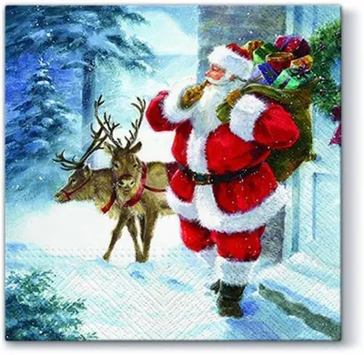 Produktbild von 20 Servietten Santa is coming - Schleichender Weihnachtsmann 33x33cm