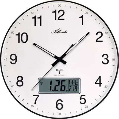 Atlanta 4573 Wanduhr mit Funkempfang Ana-Digi Schwarz 1