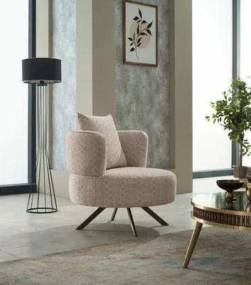 Immagine prodotto di Poltrona Poltrona imbottita soggiorno monoposto tessuto beige poltrona moderna