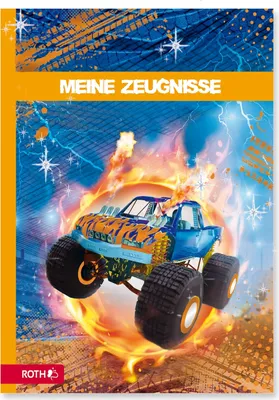 Produktbild von ROTH Zeugnismappe Monstertruck mit Folieneffekt - mit 10 A4 Klarsichthüllen, dokumentenecht -Dokumentenmappe