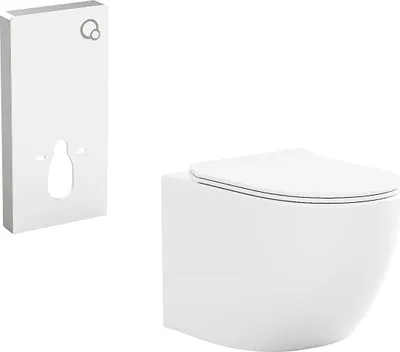 Produktbild von Hängende Toilette mit dekorativem Rahmen - Weiß glänzend -JAVOINE