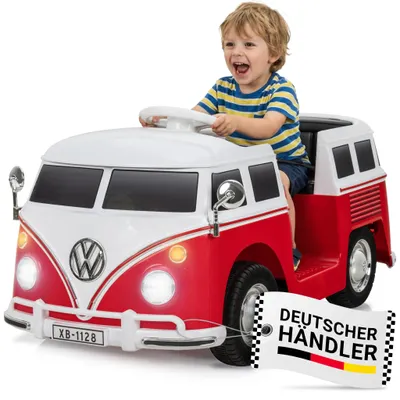 Produktbild von Actionbikes Motors Kinder Elektroauto VW Bus T1 | Camper- Spielzeugauto - Kinderauto elektrisch - Elektrofahrzeug - mit Fernbedienung - ab 3 Jahre Rot