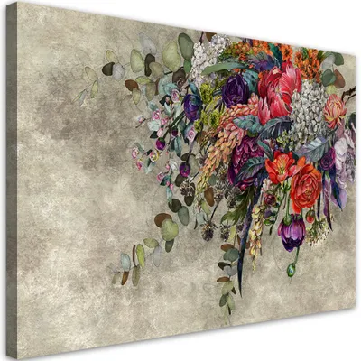 Produktbild von Leinwandbild Blumenstrauß 90x60 Feeby Beige bild für die wand bereit zum aufhängen
