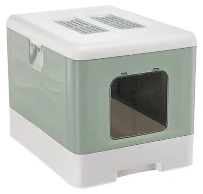 Imagen del producto de Arenero para gatos Ferplast, con sistema de control de olores, limpio y fácil de limpiar, color verde